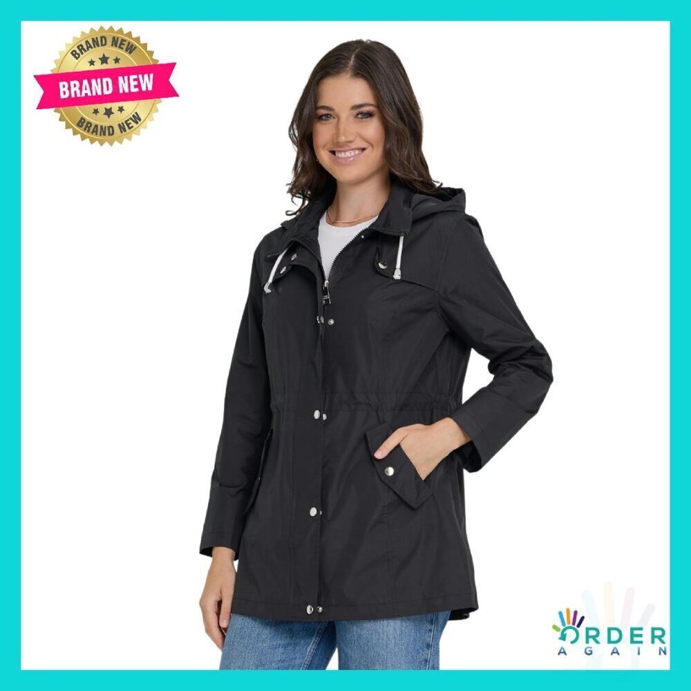 Waterproof Hooded Anorak Raincoat Women's Classic Minimal Chic All Weather